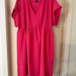 SHEIN Curve Hot Pink V-Neck Top